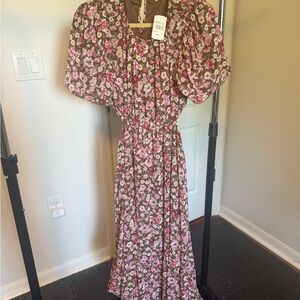 Blu Pepper Floral Maxi Dress in Pink and Brown